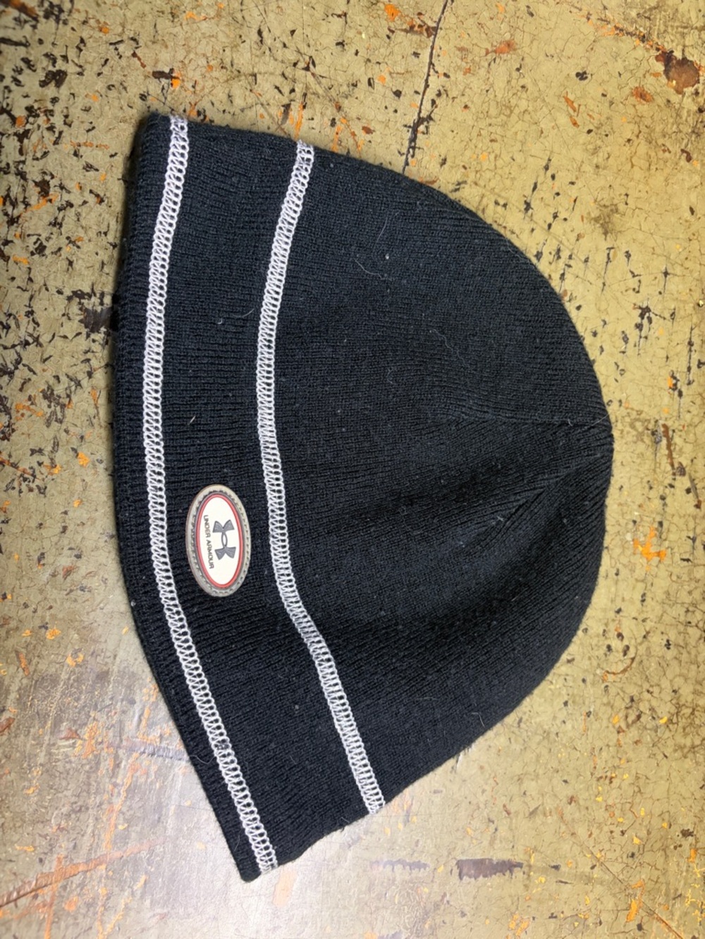 Under Armour Black Knit Beanie with White Trim
